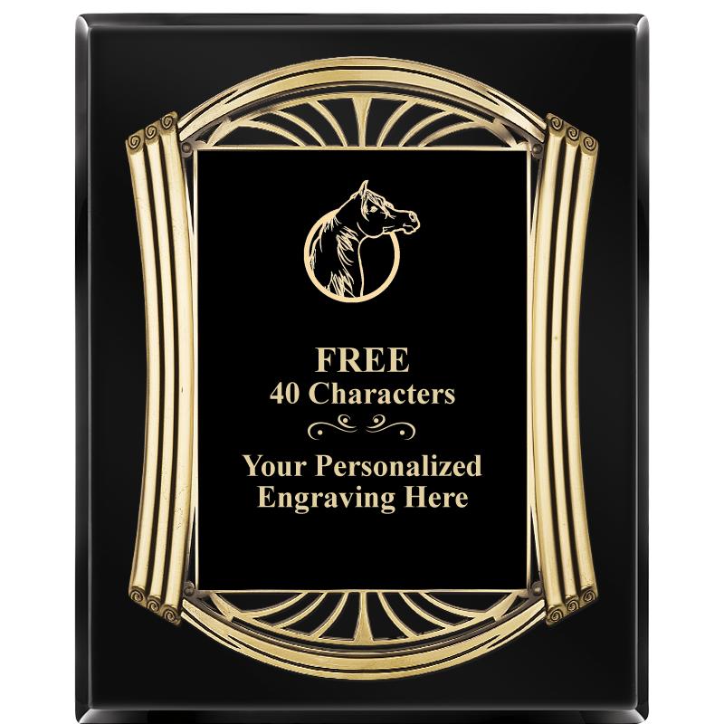 10.5X13 ROMAN BLACK W GLD PLQ