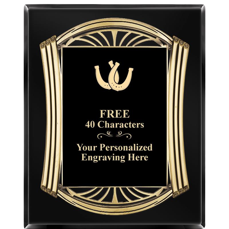 10.5X13 ROMAN BLACK W GLD PLQ