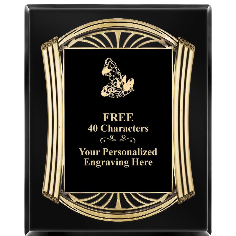 10.5X13 ROMAN BLACK W GLD PLQ