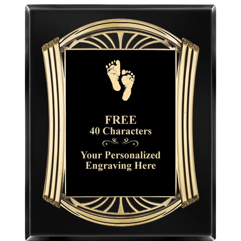 10.5X13 ROMAN BLACK W GLD PLQ