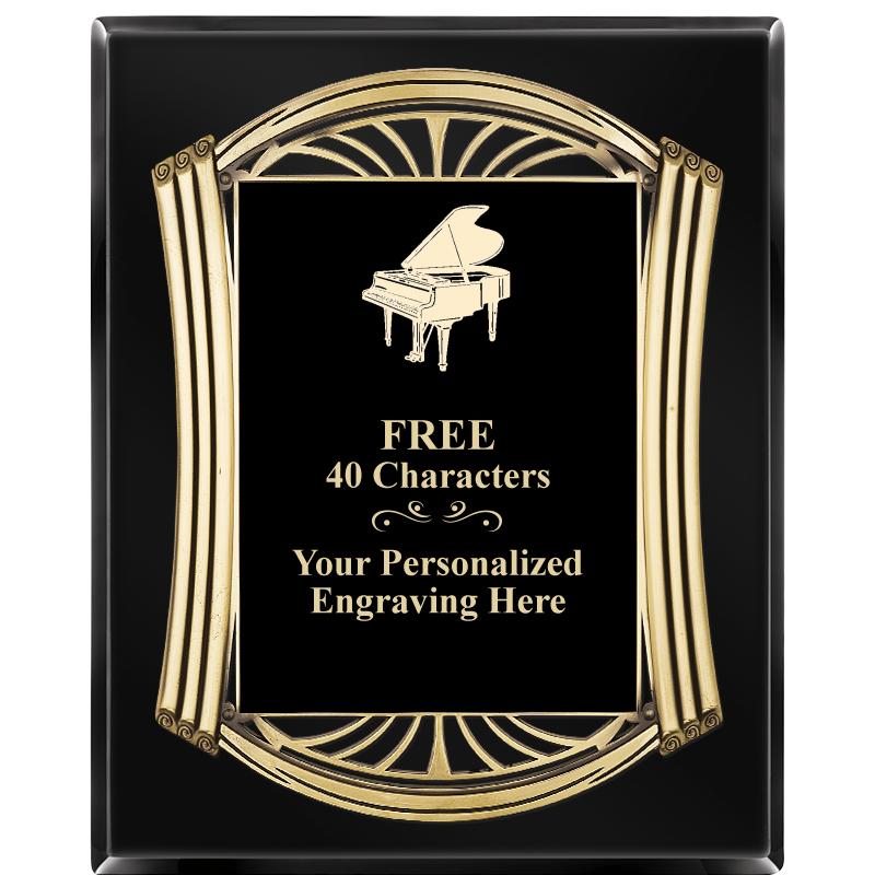 10.5X13 ROMAN BLACK W GLD PLQ