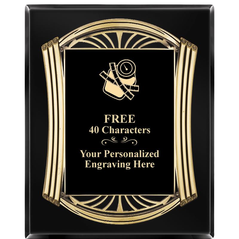 10.5X13 ROMAN BLACK W GLD PLQ