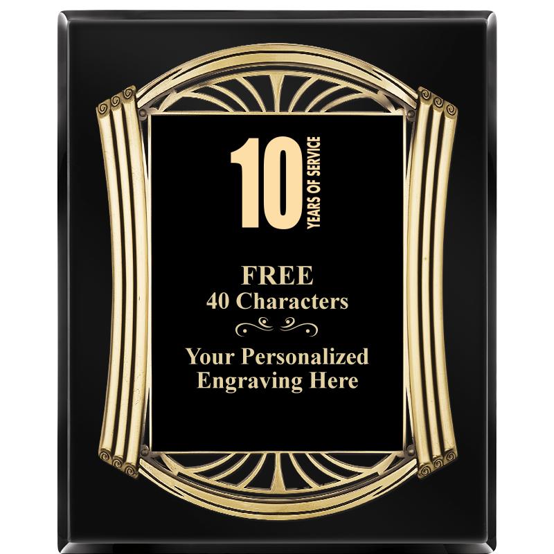 10.5X13 ROMAN BLACK W GLD PLQ