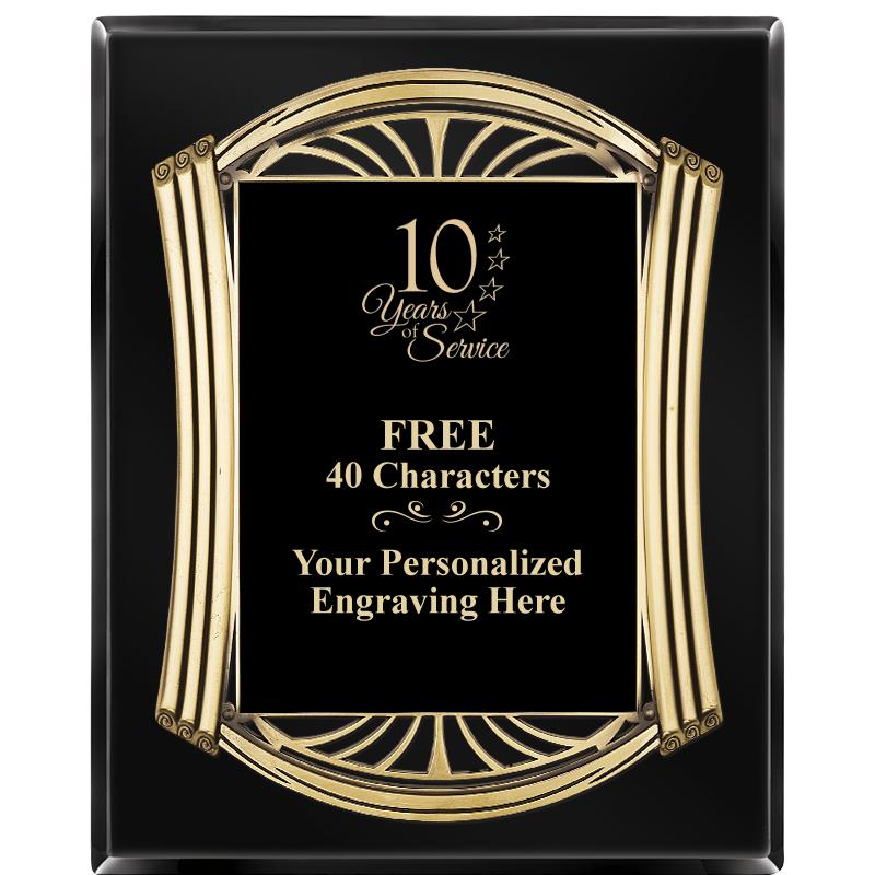 10.5X13 ROMAN BLACK W GLD PLQ