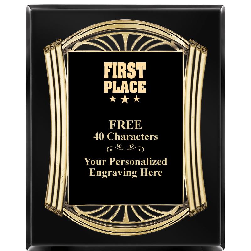 10.5X13 ROMAN BLACK W GLD PLQ