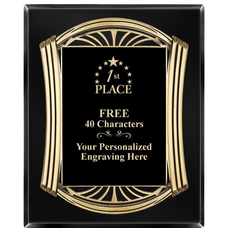 10.5X13 ROMAN BLACK W GLD PLQ