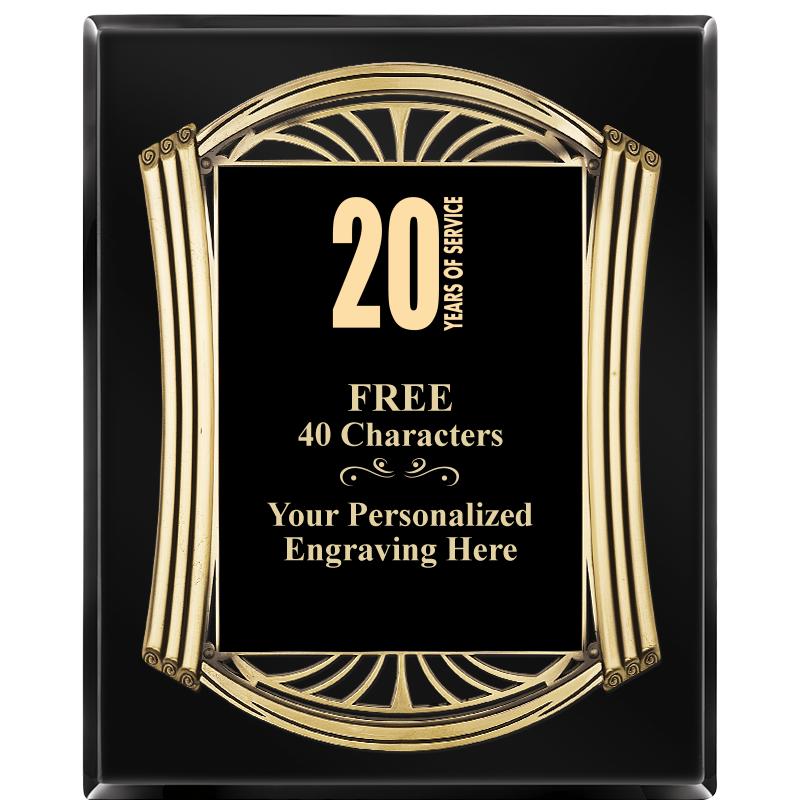 10.5X13 ROMAN BLACK W GLD PLQ