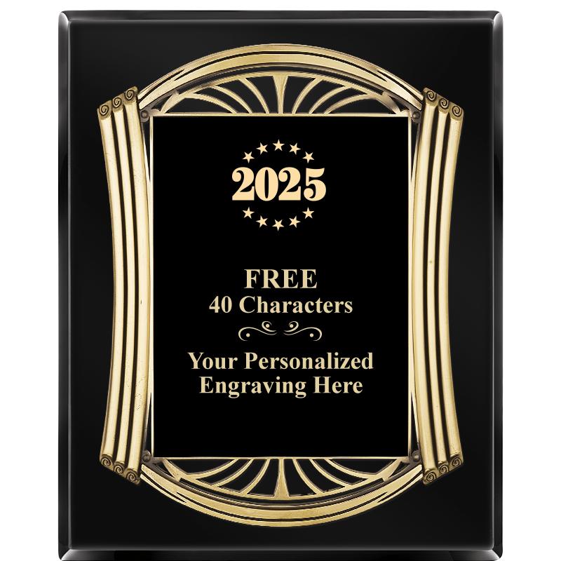 10.5X13 ROMAN BLACK W GLD PLQ