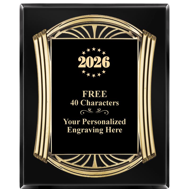 10.5X13 ROMAN BLACK W GLD PLQ