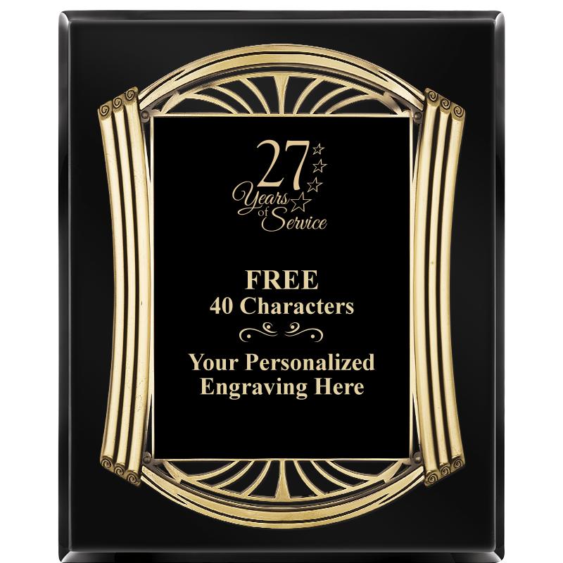 10.5X13 ROMAN BLACK W GLD PLQ