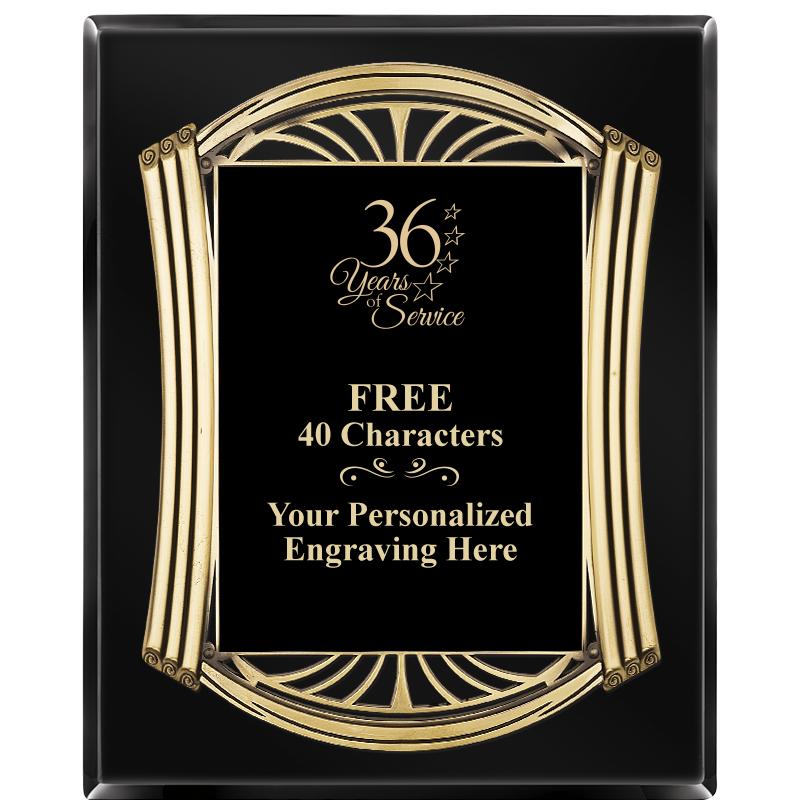 10.5X13 ROMAN BLACK W GLD PLQ