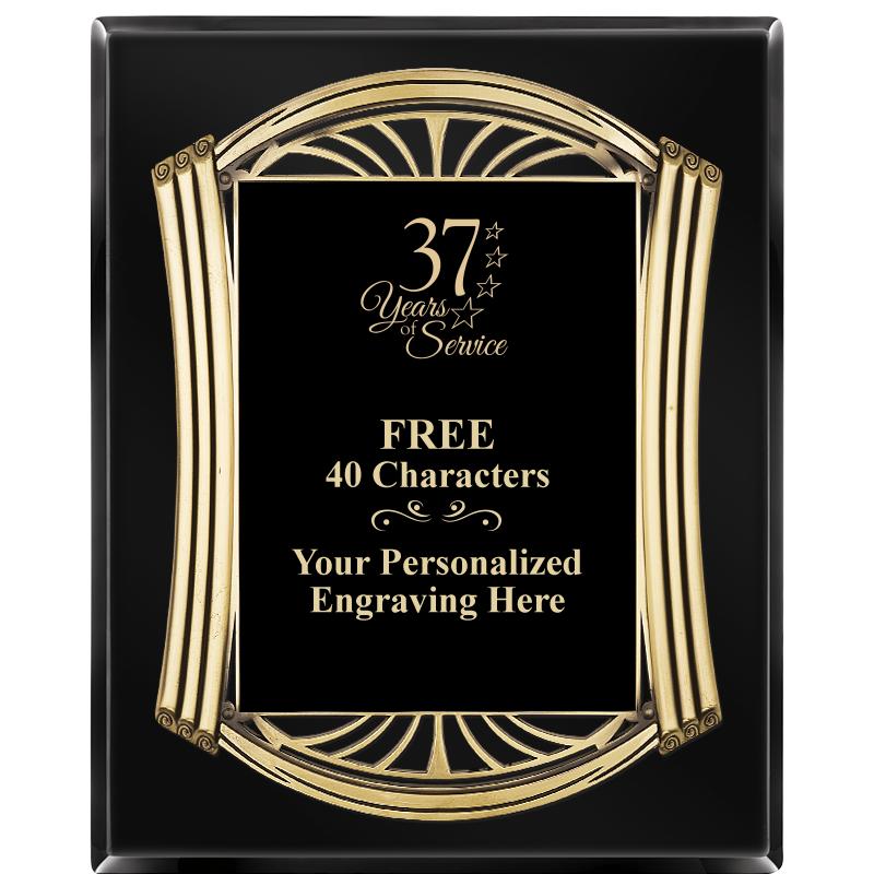 10.5X13 ROMAN BLACK W GLD PLQ