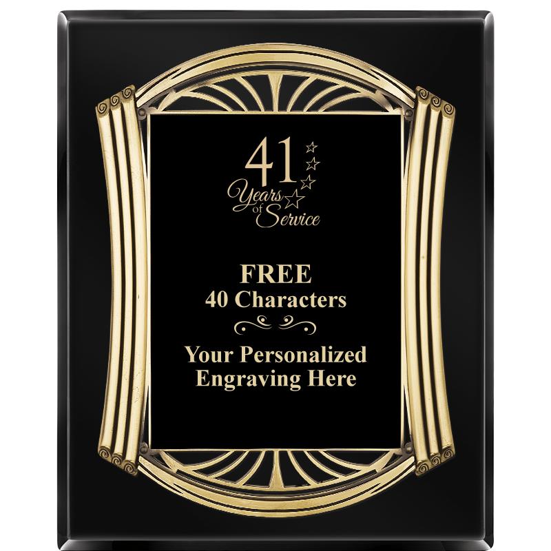 10.5X13 ROMAN BLACK W GLD PLQ