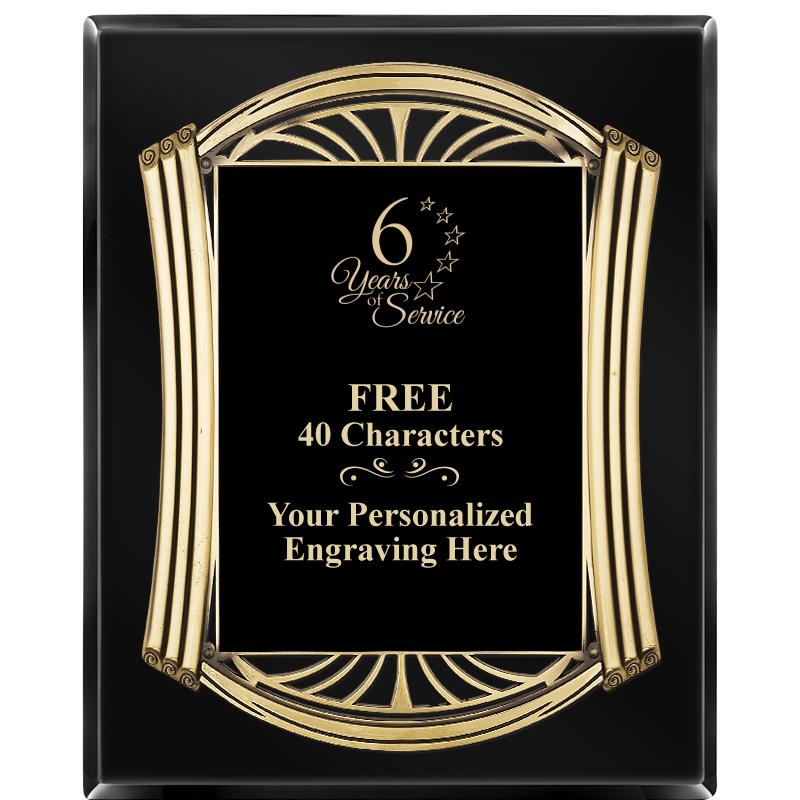 10.5X13 ROMAN BLACK W GLD PLQ