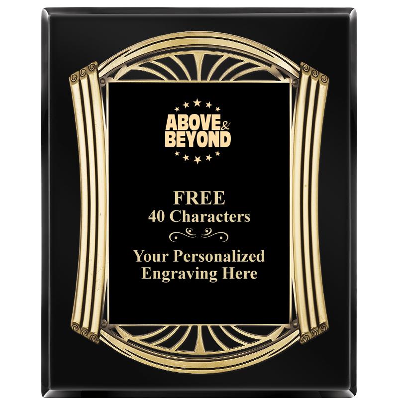 10.5X13 ROMAN BLACK W GLD PLQ