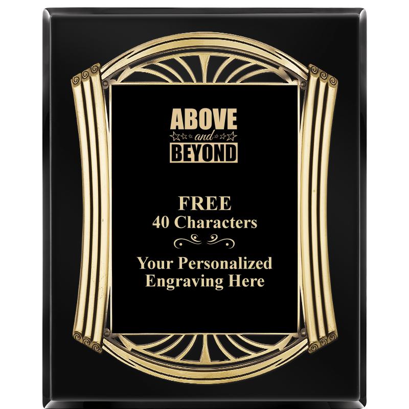 10.5X13 ROMAN BLACK W GLD PLQ