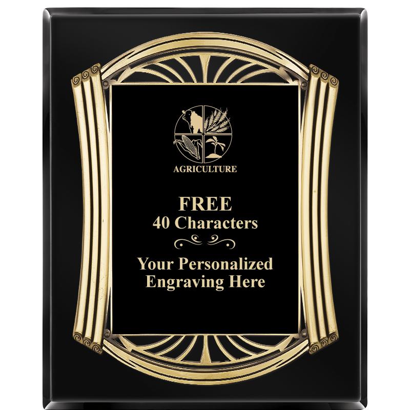 10.5X13 ROMAN BLACK W GLD PLQ