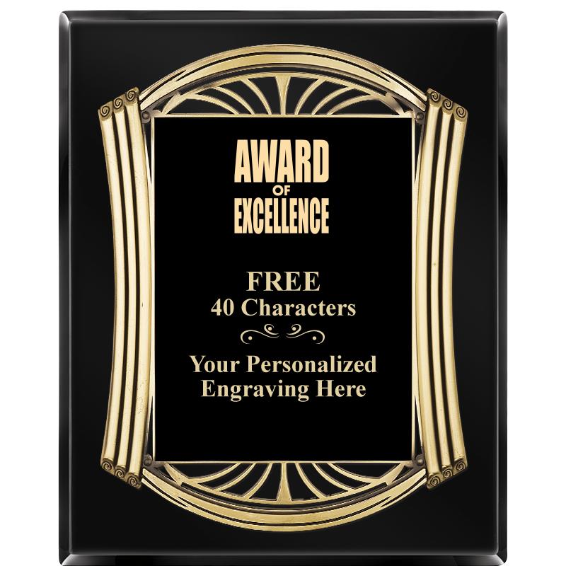 10.5X13 ROMAN BLACK W GLD PLQ