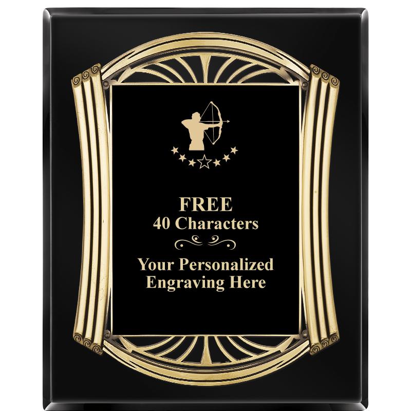 10.5X13 ROMAN BLACK W GLD PLQ