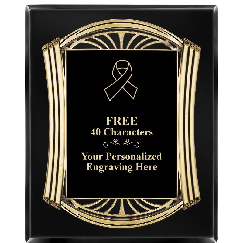 10.5X13 ROMAN BLACK W GLD PLQ