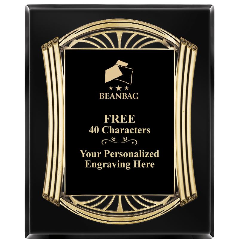 10.5X13 ROMAN BLACK W GLD PLQ