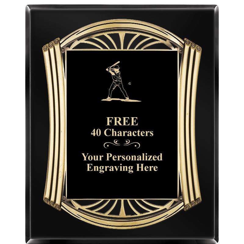 10.5X13 ROMAN BLACK W GLD PLQ