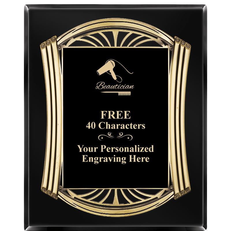 10.5X13 ROMAN BLACK W GLD PLQ