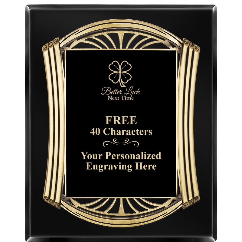 10.5X13 ROMAN BLACK W GLD PLQ