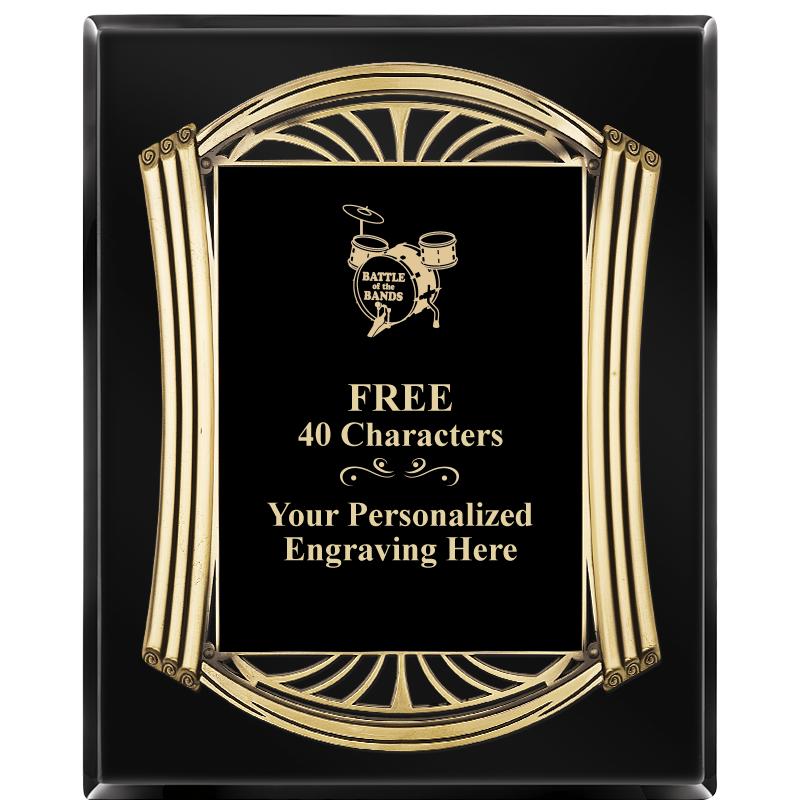 10.5X13 ROMAN BLACK W GLD PLQ