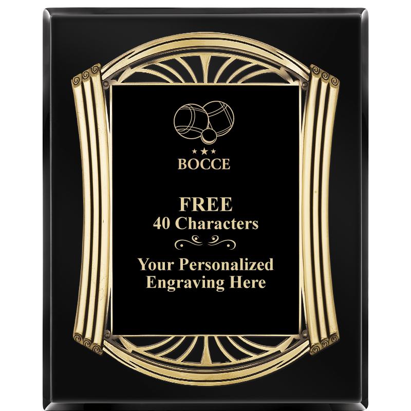 10.5X13 ROMAN BLACK W GLD PLQ