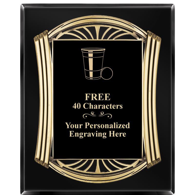 10.5X13 ROMAN BLACK W GLD PLQ