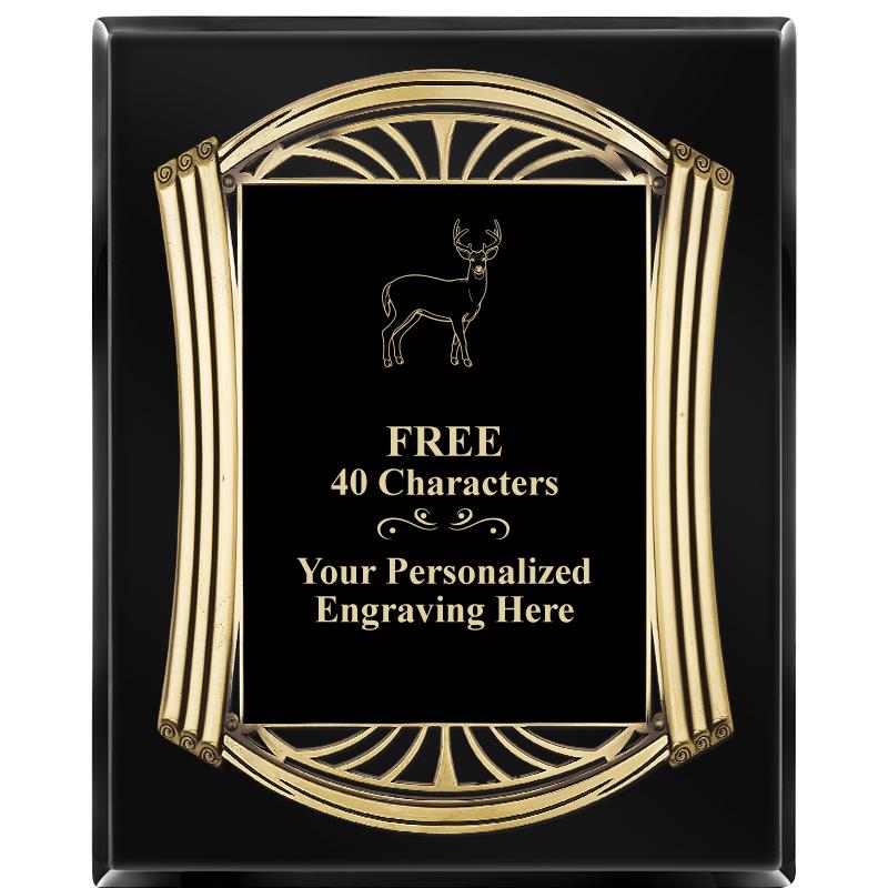 10.5X13 ROMAN BLACK W GLD PLQ