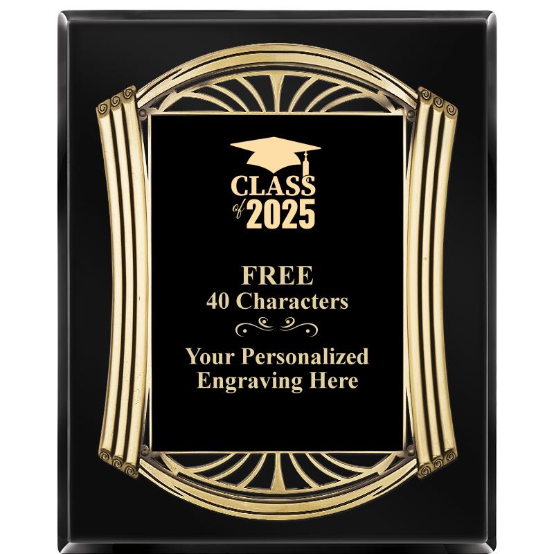 10.5X13 ROMAN BLACK W GLD PLQ