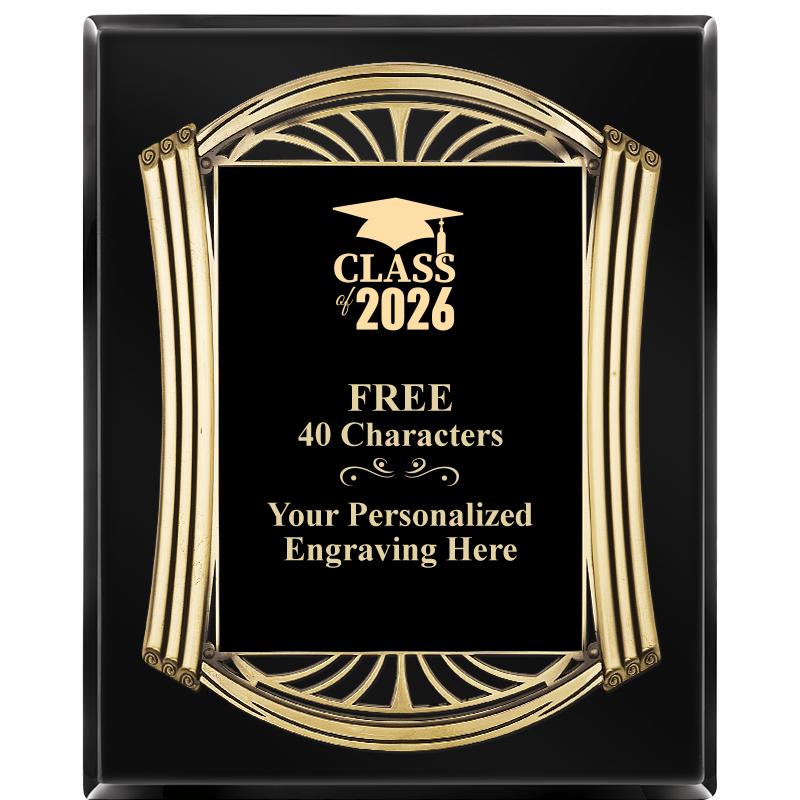 10.5X13 ROMAN BLACK W GLD PLQ