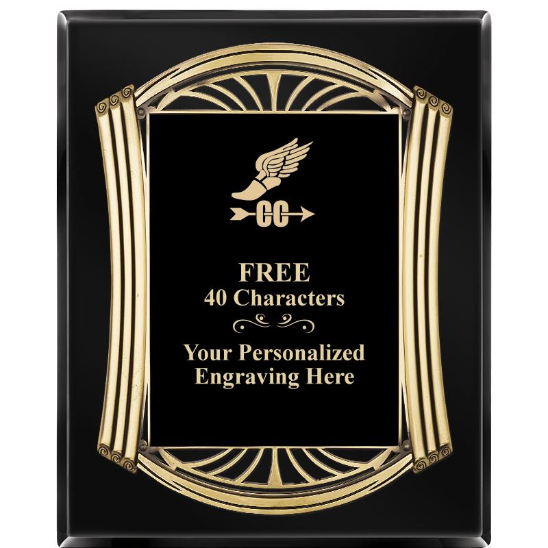 10.5X13 ROMAN BLACK W GLD PLQ