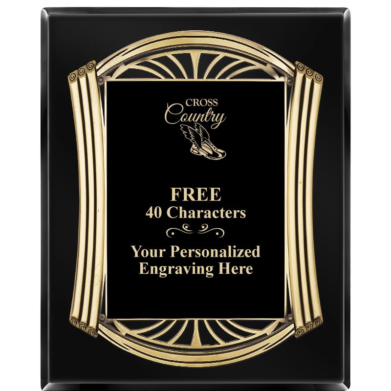 10.5X13 ROMAN BLACK W GLD PLQ