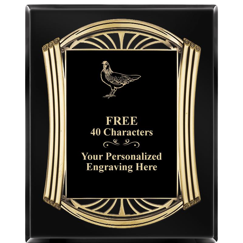 10.5X13 ROMAN BLACK W GLD PLQ