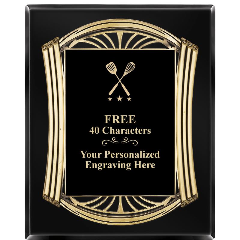 10.5X13 ROMAN BLACK W GLD PLQ