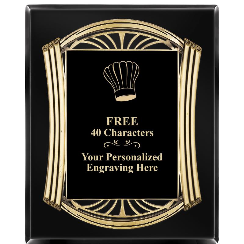 10.5X13 ROMAN BLACK W GLD PLQ