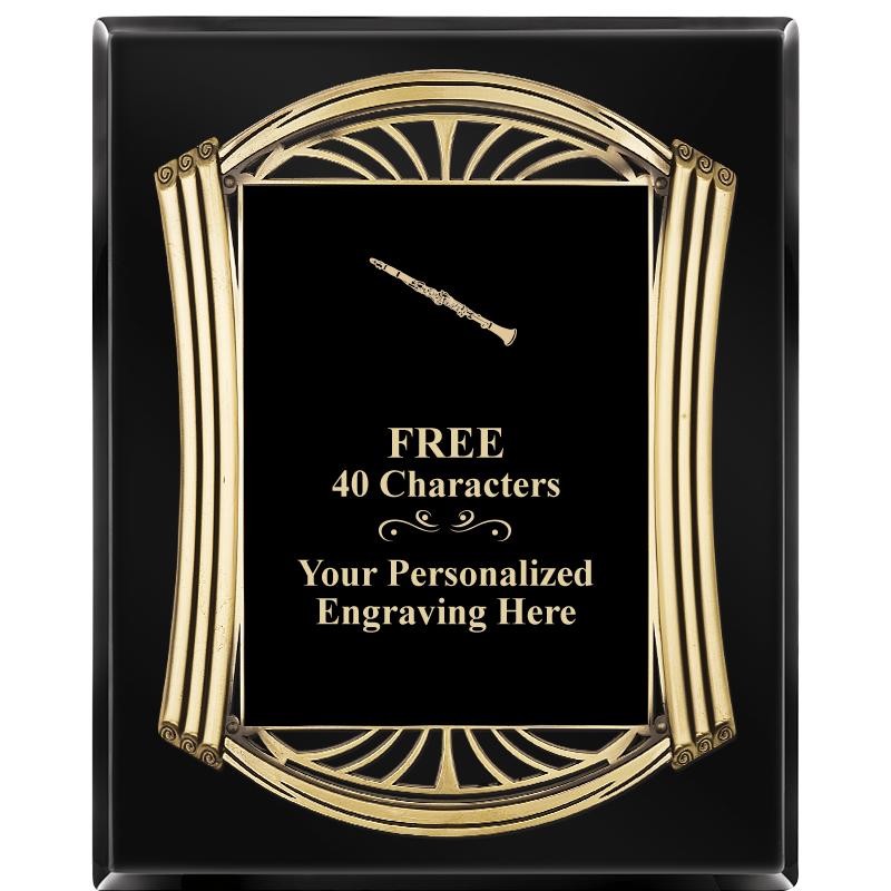 10.5X13 ROMAN BLACK W GLD PLQ