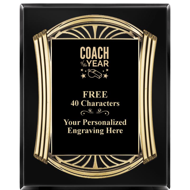 10.5X13 ROMAN BLACK W GLD PLQ