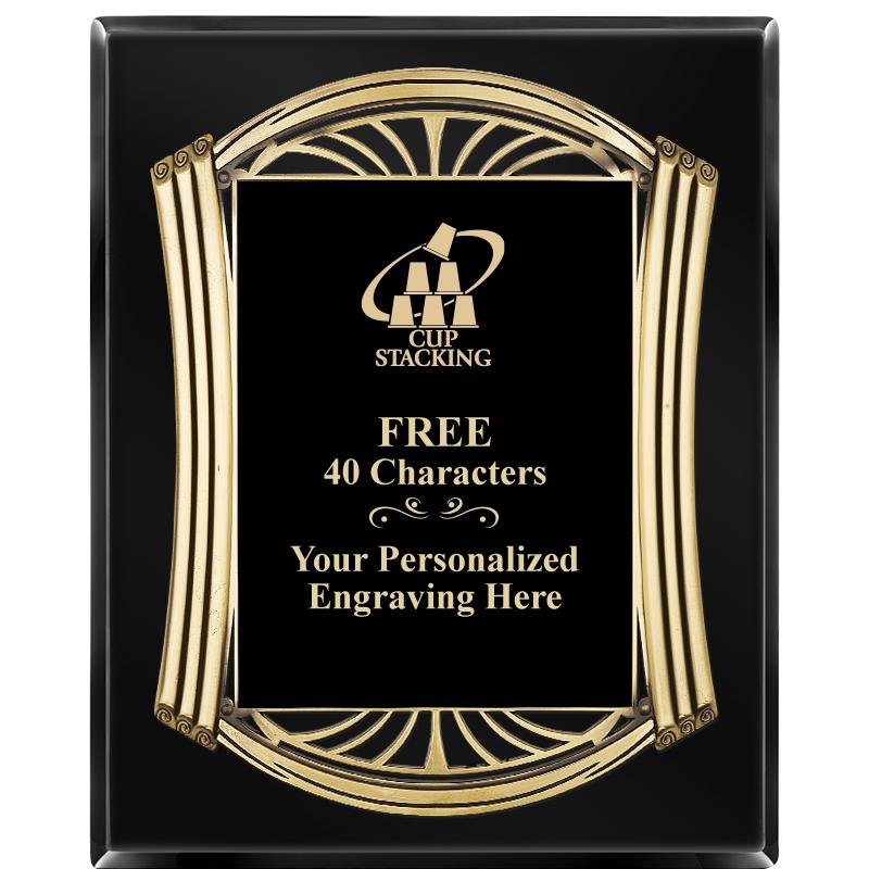 10.5X13 ROMAN BLACK W GLD PLQ