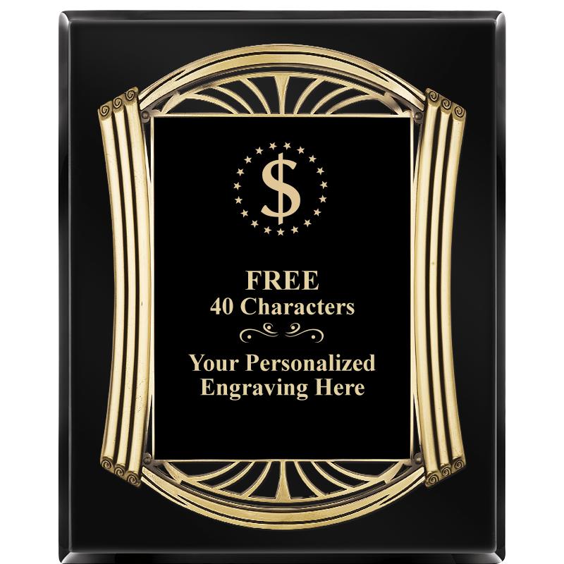 10.5X13 ROMAN BLACK W GLD PLQ