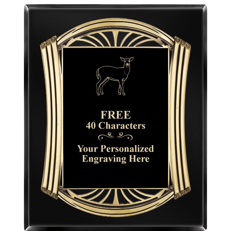 10.5X13 ROMAN BLACK W GLD PLQ