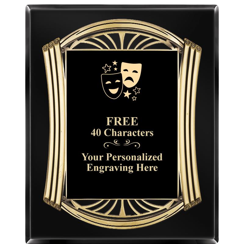 10.5X13 ROMAN BLACK W GLD PLQ