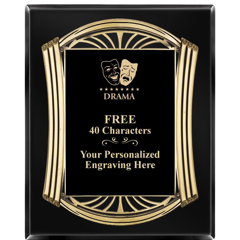 10.5X13 ROMAN BLACK W GLD PLQ