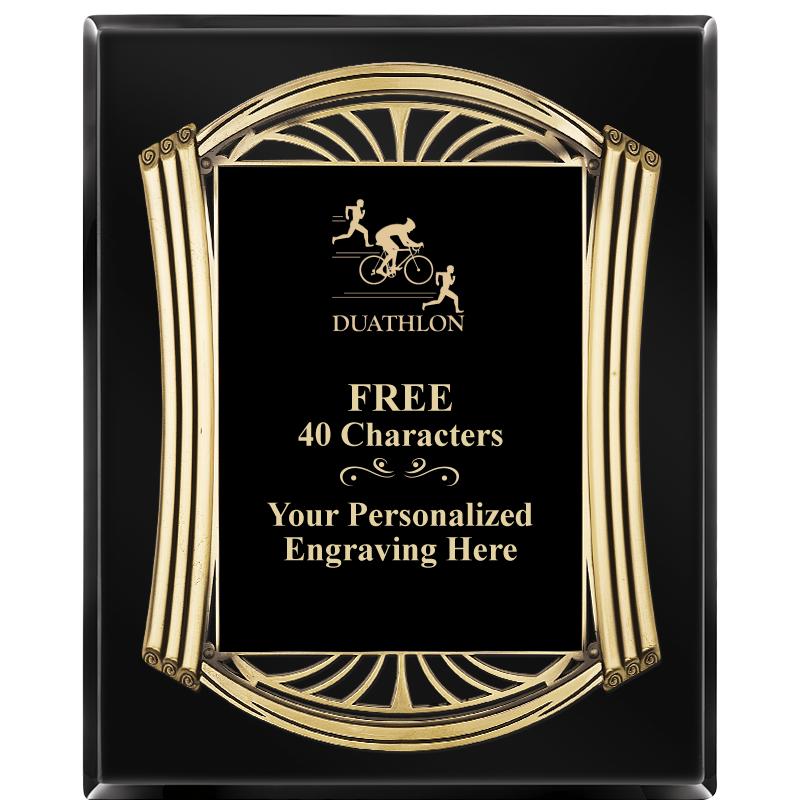 10.5X13 ROMAN BLACK W GLD PLQ