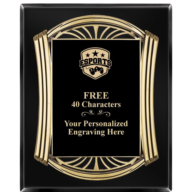 10.5X13 ROMAN BLACK W GLD PLQ