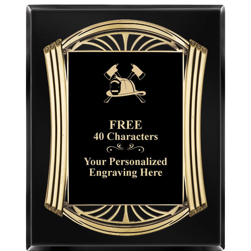 10.5X13 ROMAN BLACK W GLD PLQ