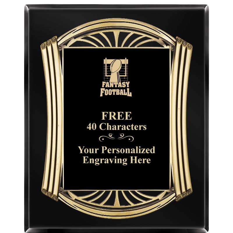 10.5X13 ROMAN BLACK W GLD PLQ